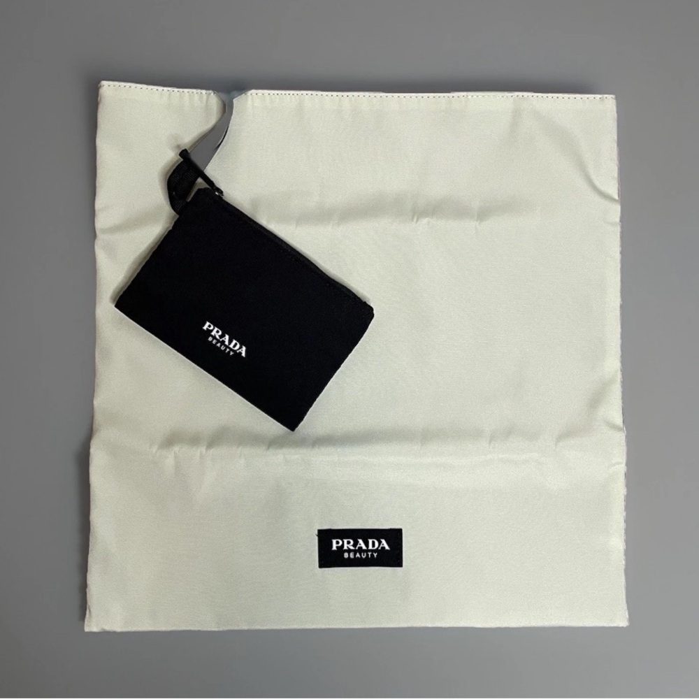 NEW Prada Beauty Reversible Large Tote Mint Green Black Nylon Tote Bag + Pouch - Picture 6 of 11